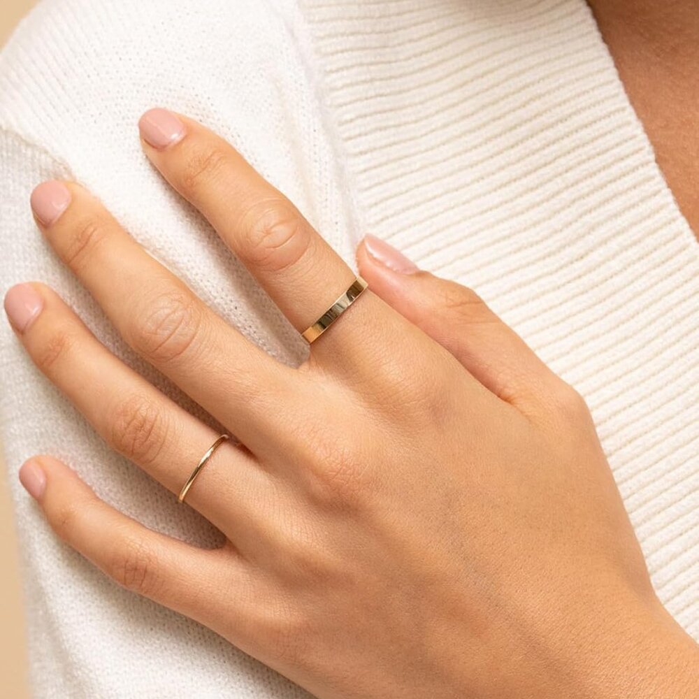 Elegant 14k Gold Filled Stackable Ring Set - Thum… - image 6